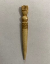Vintage Bovine Bone Bodkin Carved in the Shape of a Hand