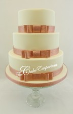 ROSE GOLD WEDDING CAKE BOW &