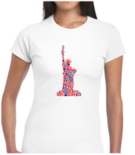 LADY LIBERTY LADIES T SHIRT COOL AMERICAN USA STATUE OF LIBERTY DESIGN COOL TOP