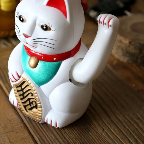 Lucky cat white maneki - 5", neko