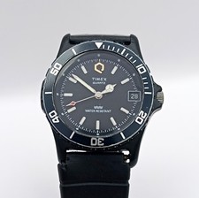 Timex Q Divers WR25M Mens Vintage Watch 1970s Quartz Black