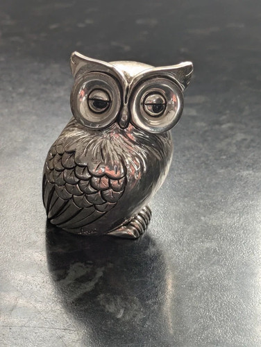 Italian silver coated owl - silver,