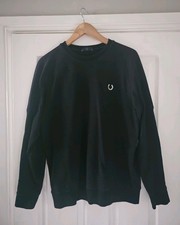 Fred Perry Men's Black Jersey Crew Neck Sweatshirt. Size Medium. Regular Fit.
