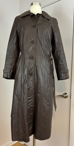 Vintage brown leather trench - vintage,