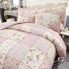 Cath Kidston Pink Shabby Patchwork Emboidary Quilted Bedspread/Throw+2cases