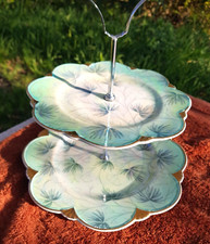 Vintage 2 tier cake stand, Royal Winton, Lustre ware, Art Deco, Centrepiece