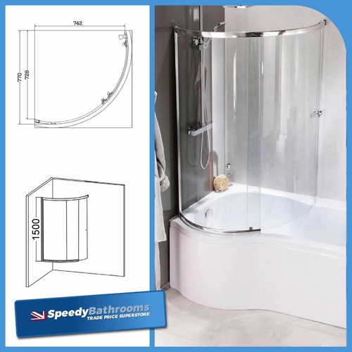 Curved shower bath - shower, screen