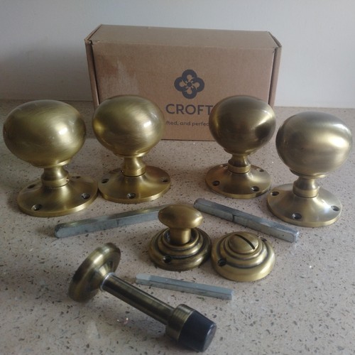 Croft aged brass door knobs - brass,