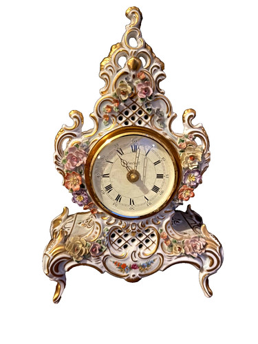Dresden porcelain clock quartz - porcelain,