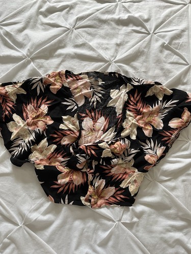 Black floral tie front - tie,