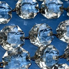 31 French Octagons Antique Chandelier Crystal Glass Droplets as found (392)