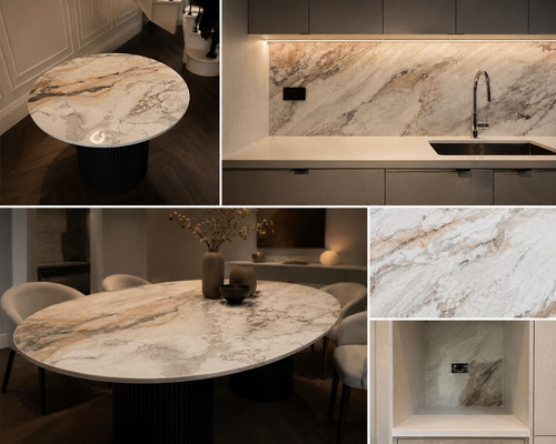 Calacatta dune quartz kitchen - dune,