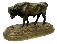 Lovely Antique Bronze Figure / Sculpture Of A Bull On A Naturalistic Base
