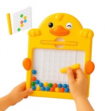 Kids 14 Design Magnetic Drawing Board Pen Colorful Dot Bead Art Pad Toddlers Toy