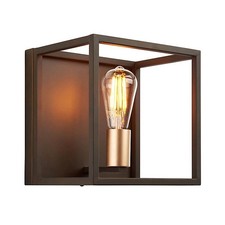 Wall Light Matt Bronze Effect Dimmable Indoor Steel Bedroom Lounge Industrial
