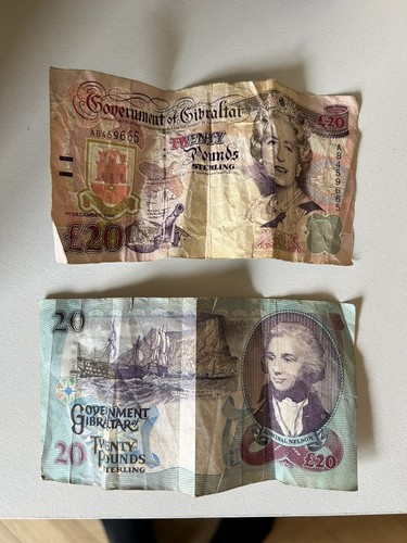 20 gibraltar notes - £20,