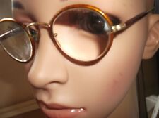 PAIR ANTIQUE SPECTACLES HORN LOOK RIMS GOLD TONE  SPRINGY HOOK ARMS H. CO 20 #4