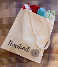 Crochet Tote Bag Compostable 8oz Cotton Canvas Craft Bag Crafting Gift Yarn Wool