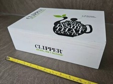 Clipper Tea White Wash Distressed Style Wooden Tea Bag Box Chest 12 Compartments