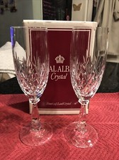 Pair Of Royal Albert Victoria Finest 24% Lead Crystal Champagne Flutes /Glasses
