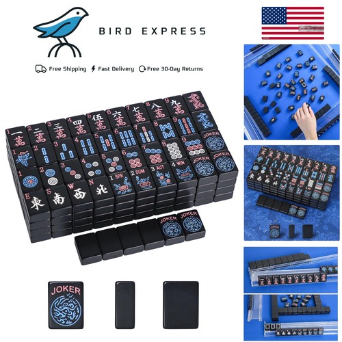 Black mahjong tiles set - black,