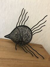 Ornate Unusual Metal Fish Shaped Pillar Candle Holder Wall Art Garden Sculpture