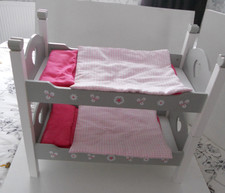 CHAD VALLEY  DOLLS  GREY BUNK BEDS  20" long  10" wide/pink  BEDDING/2 SINGLE