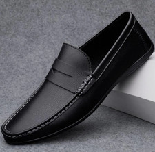 Mens leather slip - slip, on
