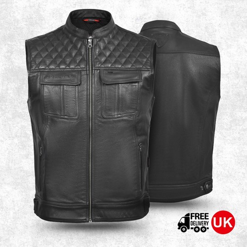 Mens biker waistcoat - biker, leather