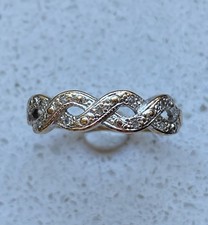 Size R 9ct Gold Diamond Twist Ring 9k 375