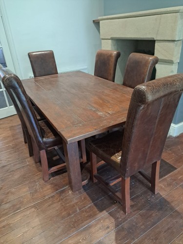 Farmhouse table and chairs - table, 6