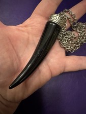Large Horn Of Life Pendant Necklace On Long Chain Lucky Charm