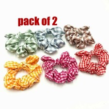 School Scrunchies Bunny Ears Hairband Bow Bobbles Gingham Uniform Dress Tie Band