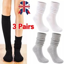3Pairs Ladies Slouch Socks Cotton Scrunch Knee High Extra Long and Heavy Socks