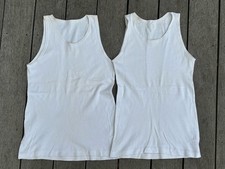 Lot x2 GENUINE WW2 PATTERN 1940's RAF ISSUE WHITE COTTON PT VESTS