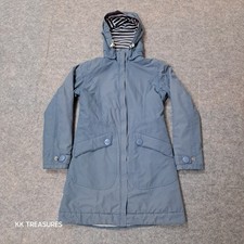 Seasalt Northstar Coat Womens UK10 Blue Rain Coat Jacket Mid-Length Lined