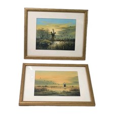 Keith W Hastings 2 x River Landscapes Windmill Pictures Signed Mounted & Framed