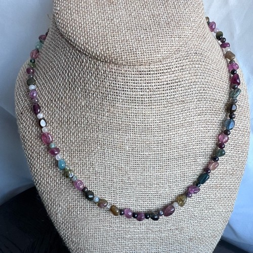 Watermelon tourmaline necklace - watermelon,