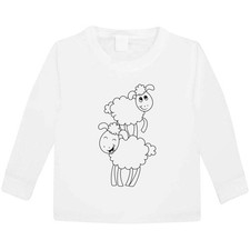 'Pair Of Cute Sheep' Children's / Kid's Long Sleeve Cotton T-Shirts (KL051053)
