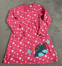 Girls Frugi dress aged 6-7 years bird spotty long sleeved  100% organic cotton