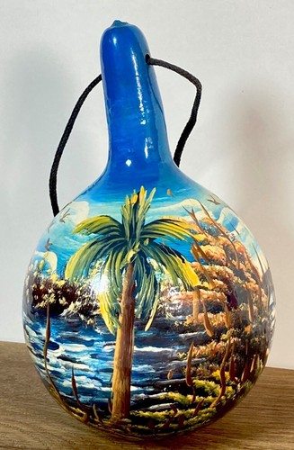 Vintage gourd art hand - vintage, painted