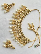 Indian Amreli kundan White Pearl Choker Both Side Design Jewellery set