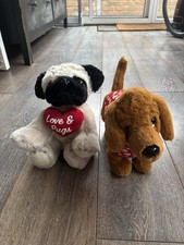 Snugglers Card Factory Plush Soft Toy Bundle Pug Dogs Love X2