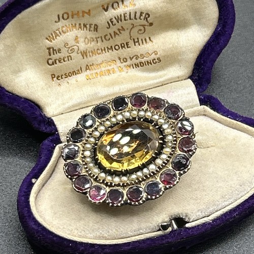 Antique garnet oval glass - oval,