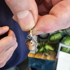 Vintage Sterling Silver Mexican Boulder Fire Opal Pendant