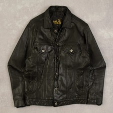 Vintage 90s Leather Trucker Jacket M Men's Black Motorcycle