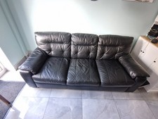 Black Leather 3 Seater Sofa
