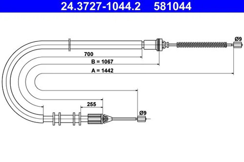 Handbrake cable 3727 1044 2 - handbrake, 24.3727-1044.2