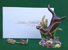 HIDDEN TREASURES “OTTER SWIMMING” ENAMEL TRINKET BOX WITH OTTER NECKLACE - BOXED