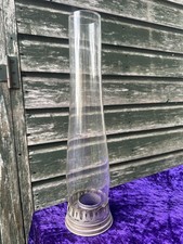 Vintage Aladdin Chromed Oil Lamp Funnel Holder & Glass Chimney 